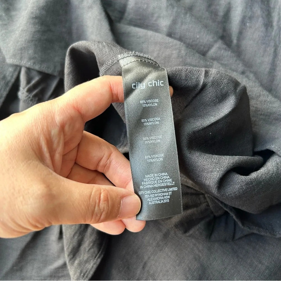 City Chic Black Sleeveless V Neck Midi Dress With Ruffles - Picture 10 of 13